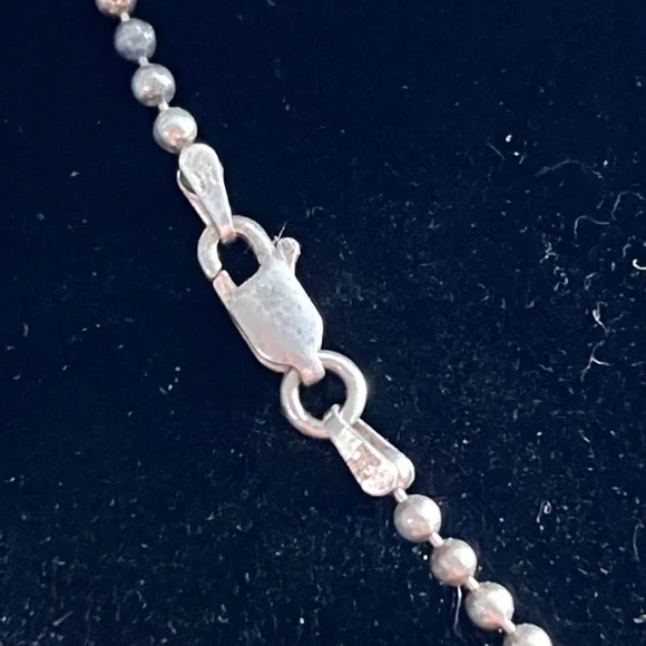 Vintage Sterling Silver 16 inch Bead Ball Chain Necklace Stamped Lobster Clasp - Picture 3 of 4